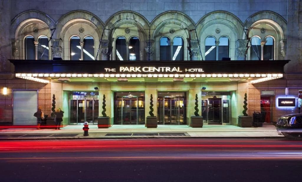 a building with a sign that reads the park central hotel at Park Central Hotel New York in New York