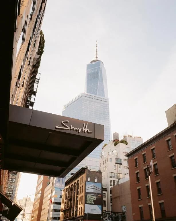 a view of a tall skyscraper in a city at Smyth Tribeca in New York