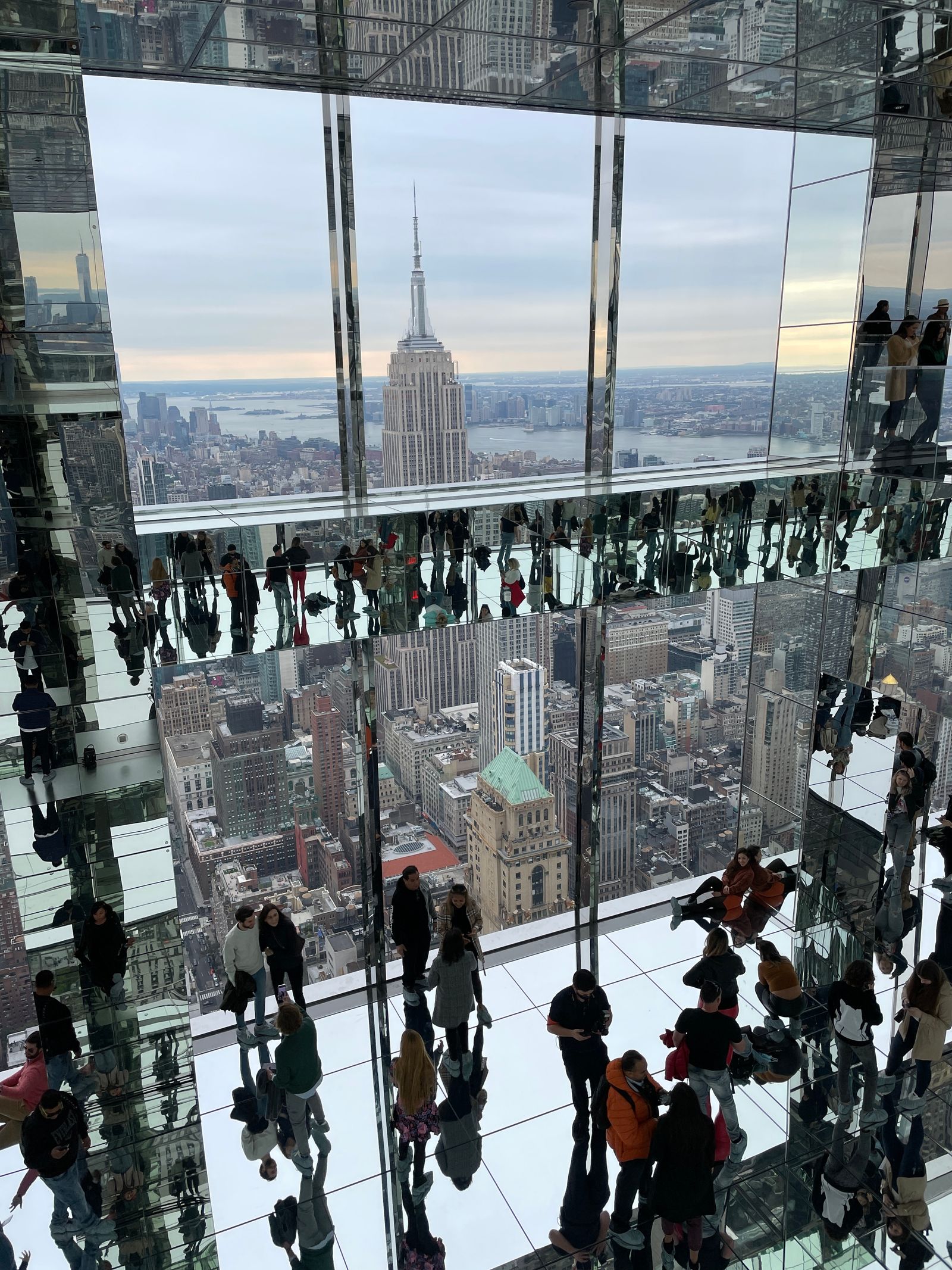 Visitors inside the mirrored SUMMIT One Vanderbilt observation deck
